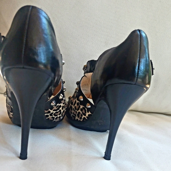Leather cheetah studded mary jane sandals - Picture 3 of 4